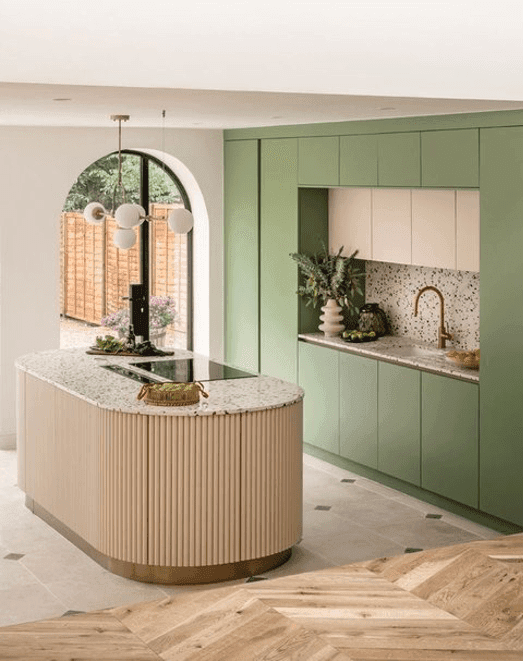 зелені шафи на кухні