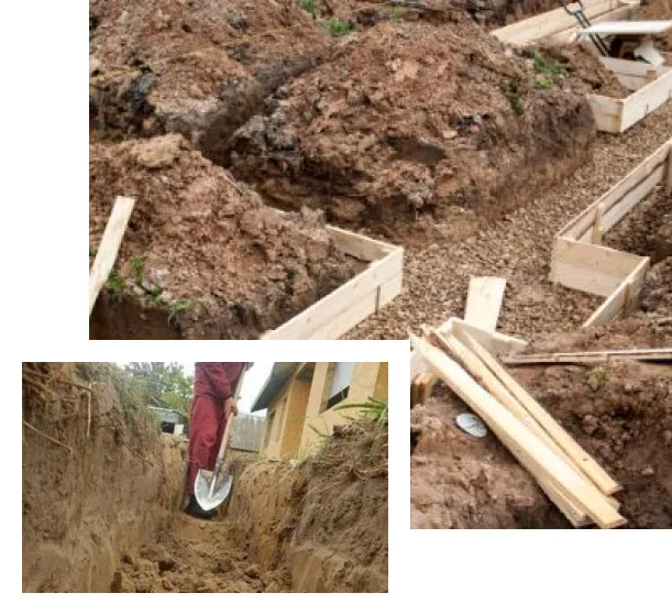 Вручну копана траншея для будівництва
