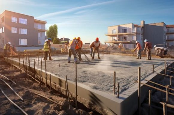 Готовий стрічковий фундамент перед будівництвом