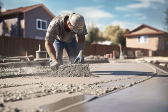 Робітники готують бетон для заливки фундаменту