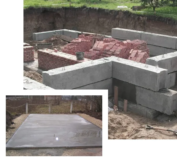 Бетонування бетонної подушки для ФБС блоків