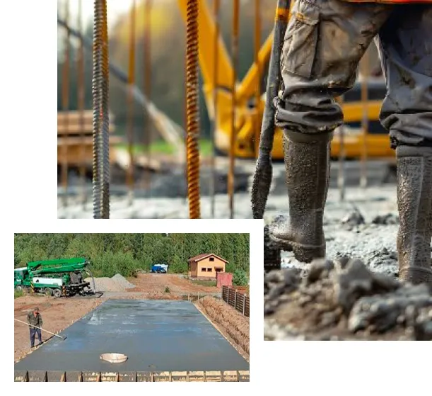 Заливка бетонної подушки на будівельному майданчику