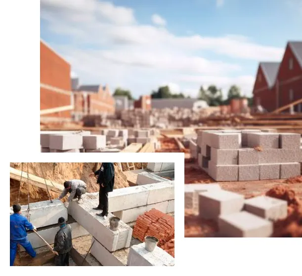 Монтаж ФБС блоків на будівельному майданчику