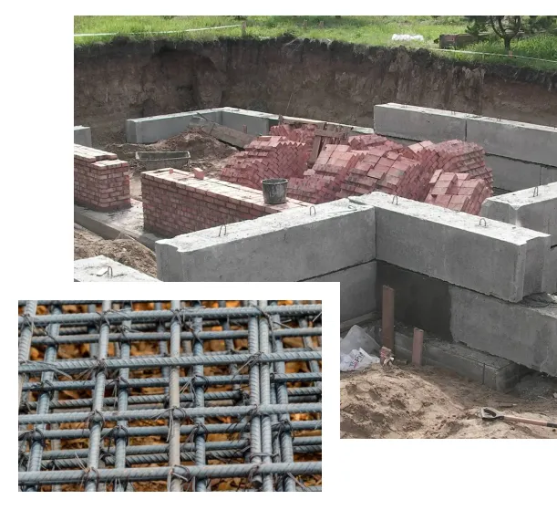 Заливка бетону в армопояс на ФБС блоки