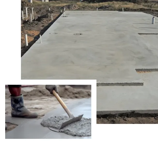 Процес бетонування монолітної плити фундаменту