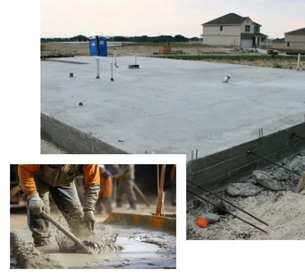 Робітники виконують бетонування монолітної плити