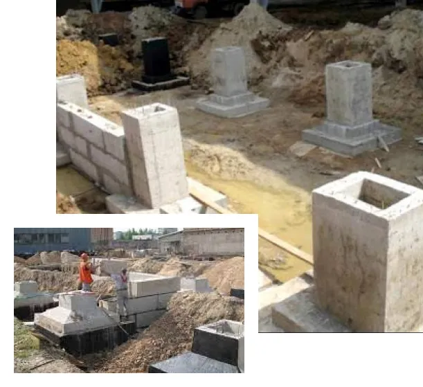 Заливка бетону у фундаментний стакан