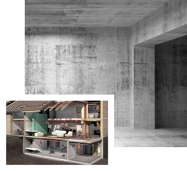 Бетонування стін цокольного поверху будинку